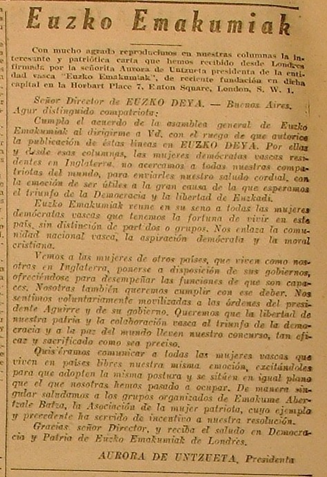 Museo del nacionalismo Vasco - Bitxiak -  Aurora de Unzueta Landeta